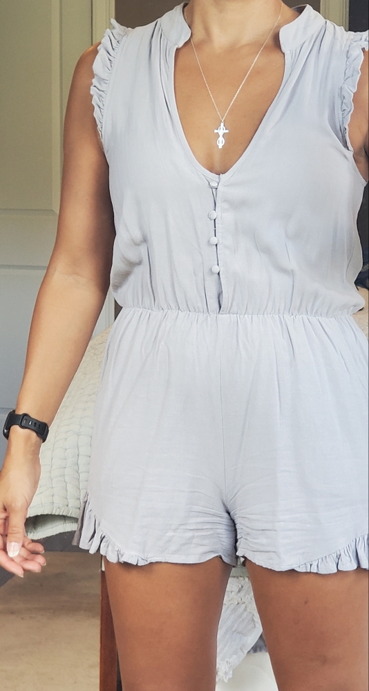Kittenish Cream Ruffled Jumpsuit - Picture 3 of 3